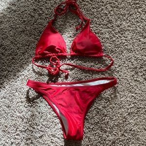 Red Bathing Suit and Bottom Cover